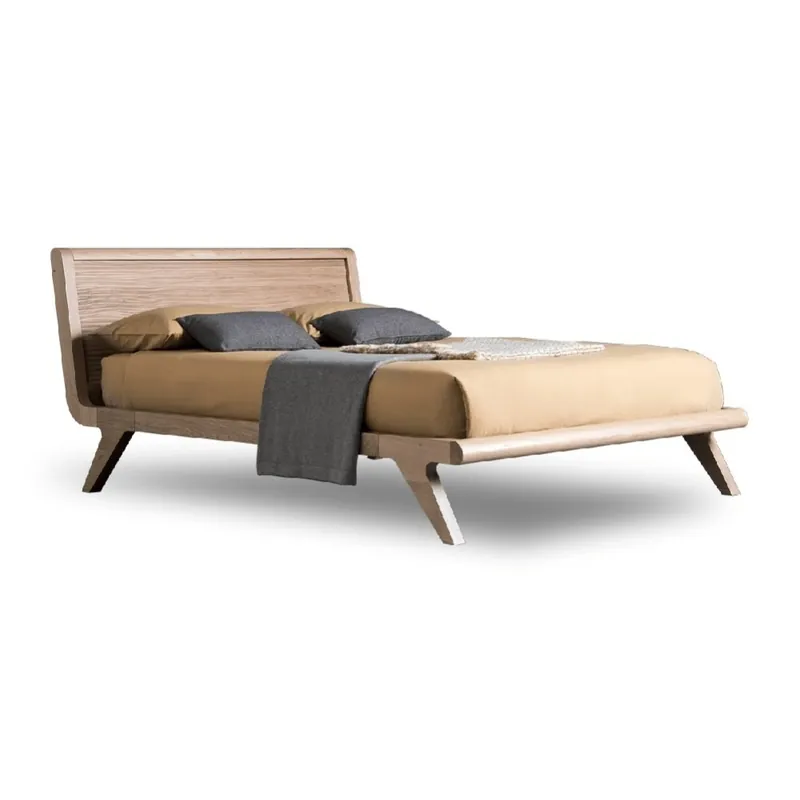 Cama doble Altacorte Willow fabricada en Italia en madera maciza de roble - zona de dormir