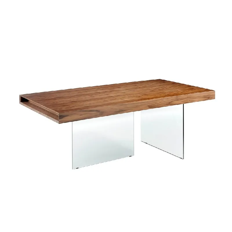 Mesa de comedor Angel Cerdà 1028 en madera y cristal templado - Sala de estar