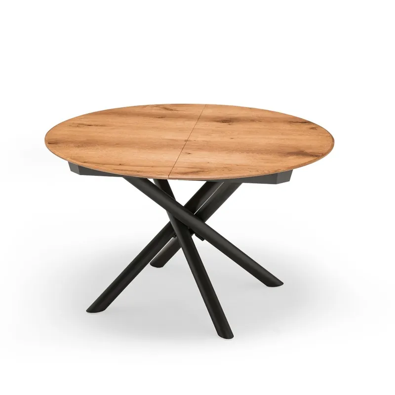 Mesa extensible Cruz con tapa de madera maciza de roble - Sala de estar