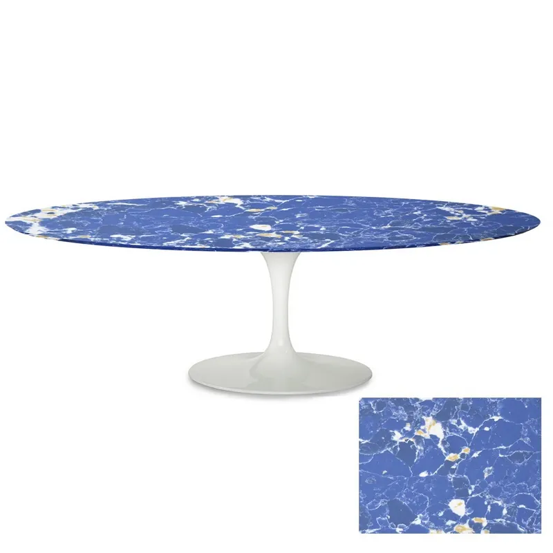 Mesa de exterior Tulip ovalada con base redonda y tapa de cuarzo en varios acabados - Mueble de jardin