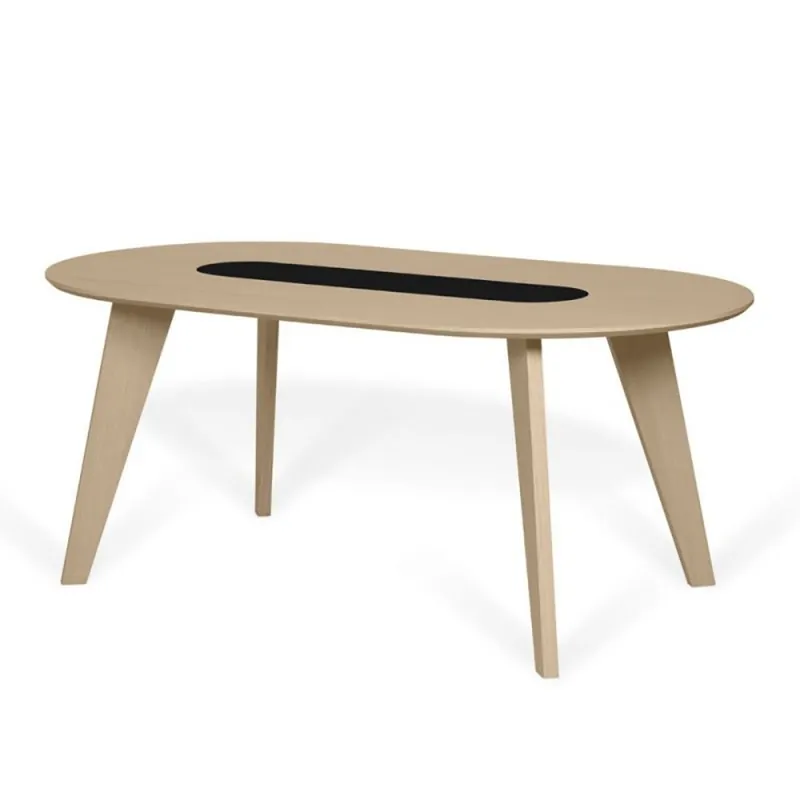 Mesa fija Temahome Lago en madera natural y mármol. - Sala de estar