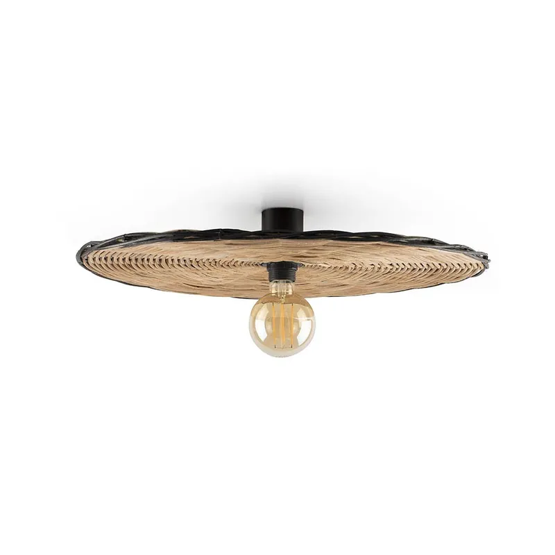 Faro Barcelona Costa lámpara de pared o techo con pantalla de ratán - Iluminacion