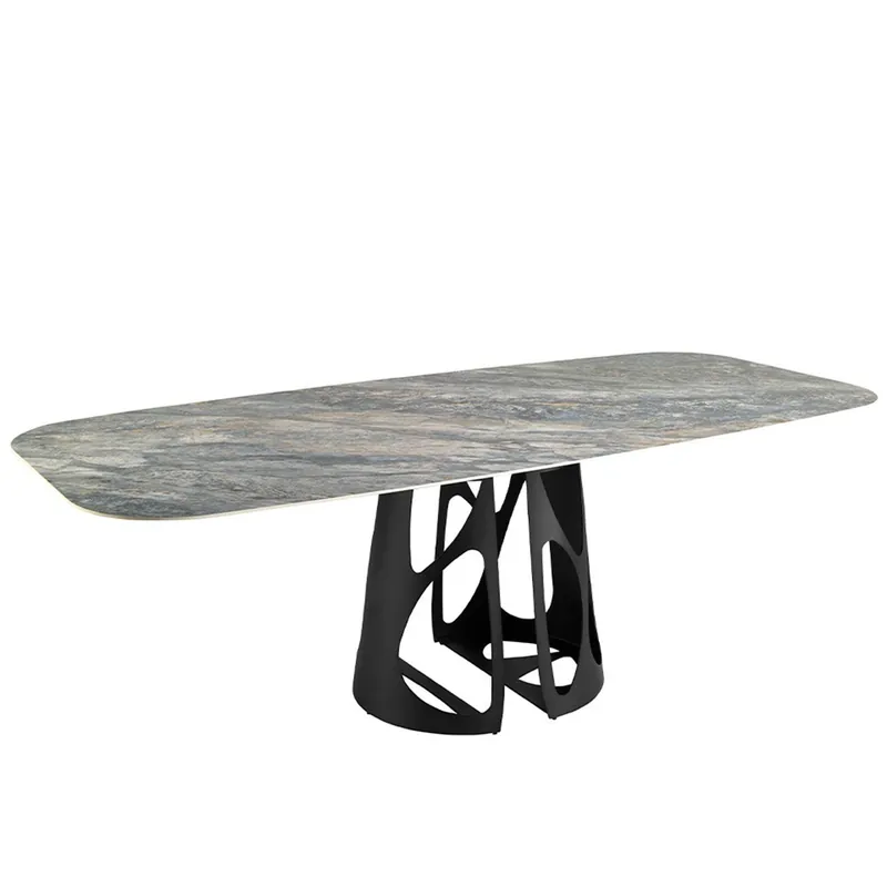 Mesa de comedor Angel Cerdà 1136 con tapa de mármol porcelánico - Sala de estar