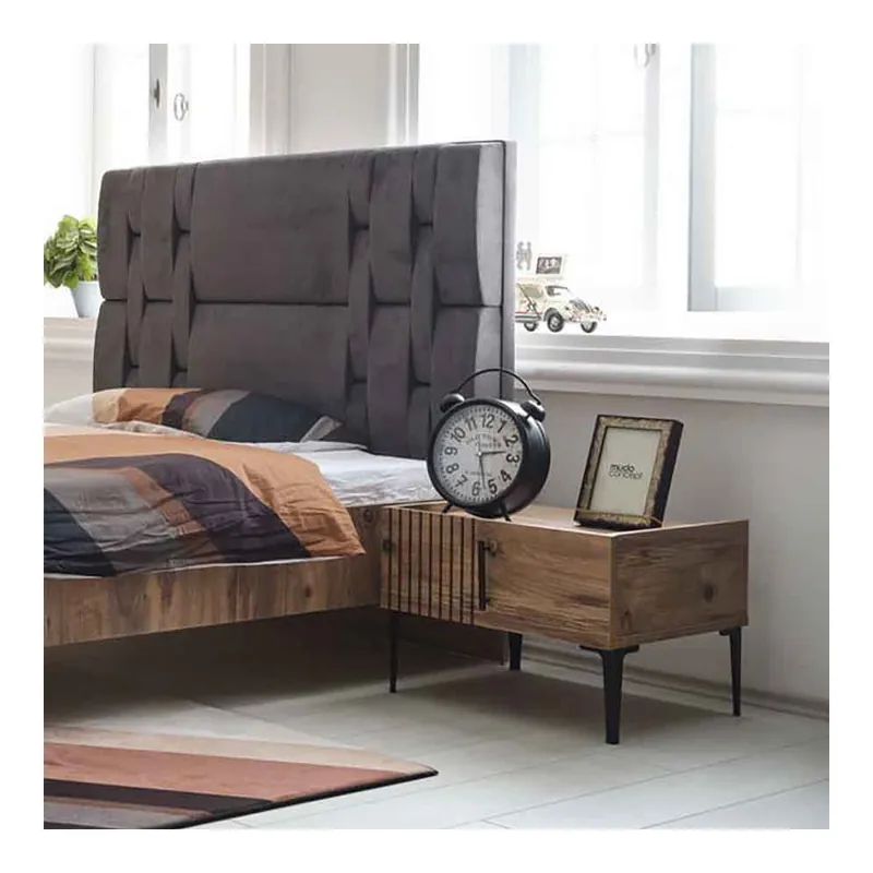 Mesita de noche de madera de un cajón colección Stella - zona de dormir