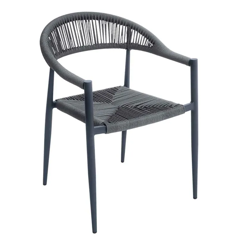 Silla de jardín Milano con estructura de aluminio y asiento y respaldo de mimbre trenzado - Mueble de jardin