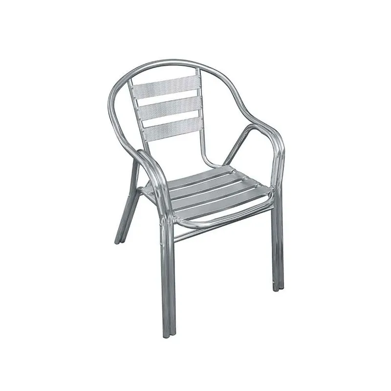 Silla de bar con reposabrazos de aluminio. - Mueble de jardin