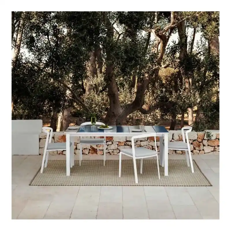 Mesa fija de exterior My your Levante con estructura de aluminio y tapa de gres - Mueble de jardin