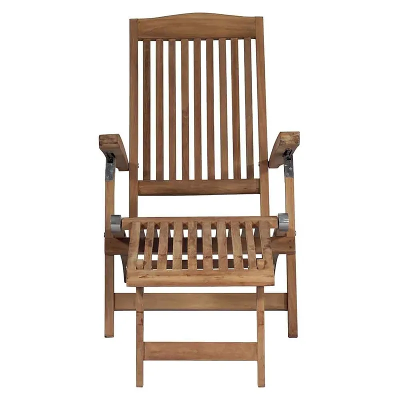 Sillón reclinable Steamer de madera de teca con cojín color crudo - Mueble de jardin