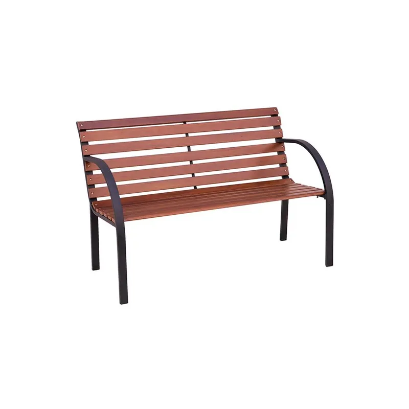 Banco de exterior Piccadilly con estructura metálica y lamas de madera de roble - Mueble de jardin