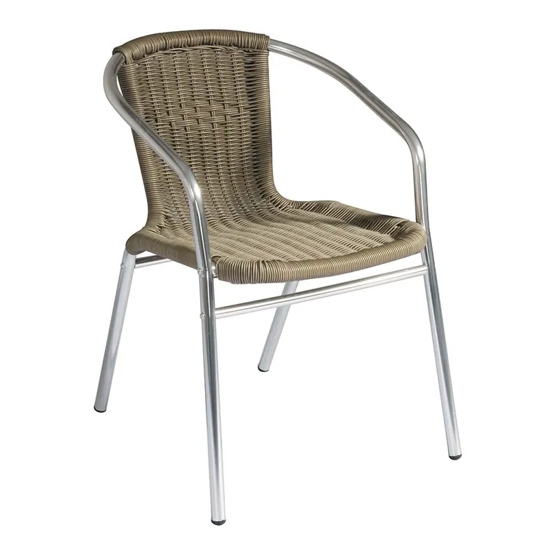 Silla de exterior en tubo de aluminio recubierta de paja plastificada. - Mueble de jardin