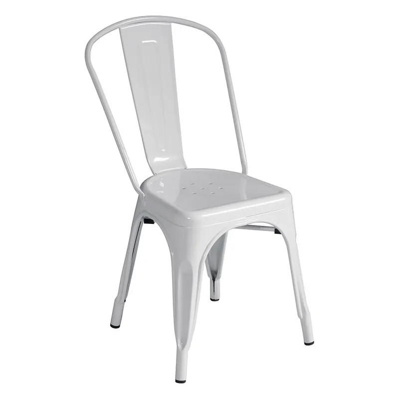 Silla de exterior industrial de chapa apilable disponible en varios acabados - Mueble de jardin