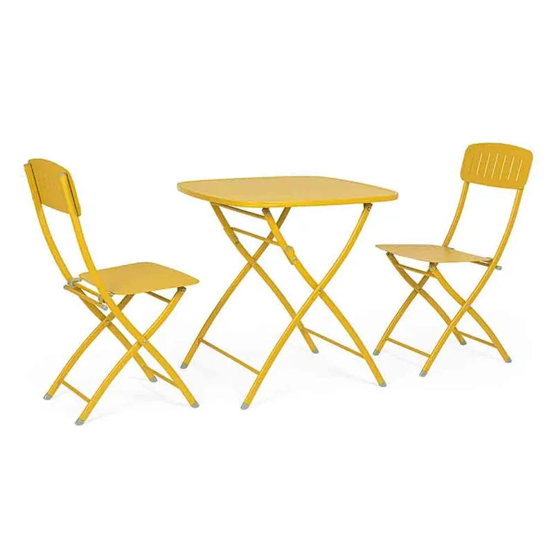 Conjunto de jardín Bizzotto compuesto por dos sillas plegables y una mesa plegable. - Mueble de jardin