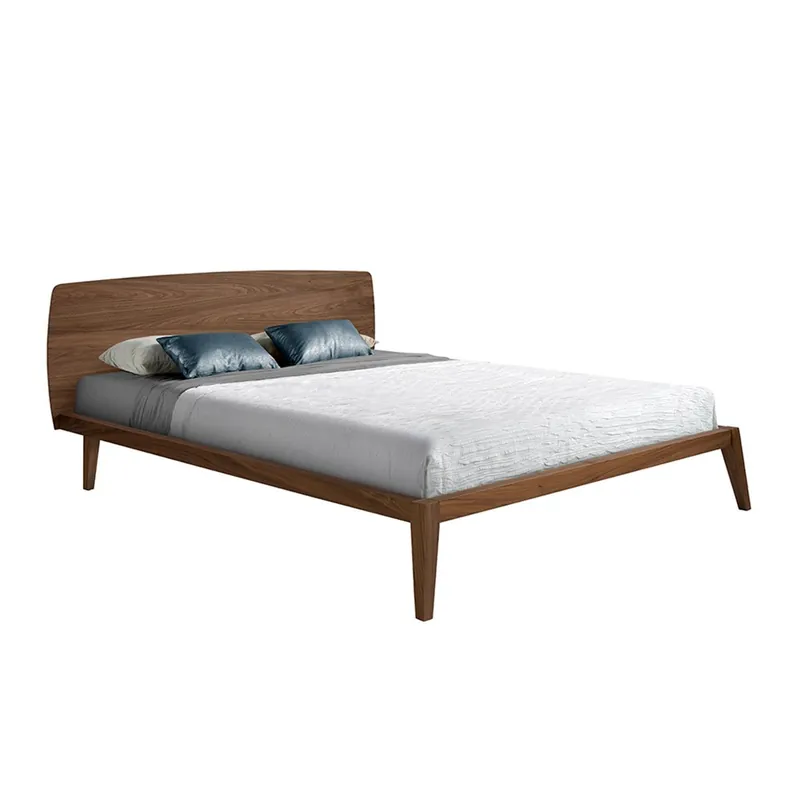 Cama de matrimonio Angel Cerda 7178 en madera chapada en nogal. Base de madera de pino multicapa incluida. - zona de dormir