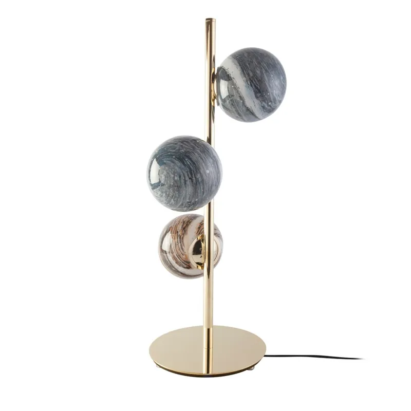 Lámpara de mesa Angel Cerda de acero inoxidable bañado en oro con esferas de cristal estampadas - Iluminacion