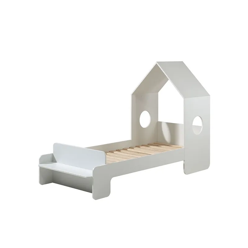 Cama individual con forma de casita, apta para niños y niñas. - zona de dormir