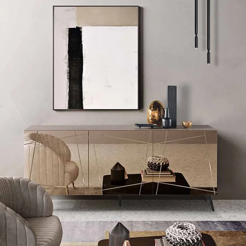 Aparador Capodarte Iside con puertas de espejo - Sala de estar