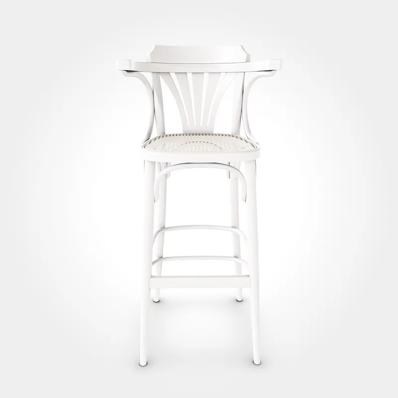 Taburete de bar Ton 135 de haya y asiento de paja de Viena - Sala de estar