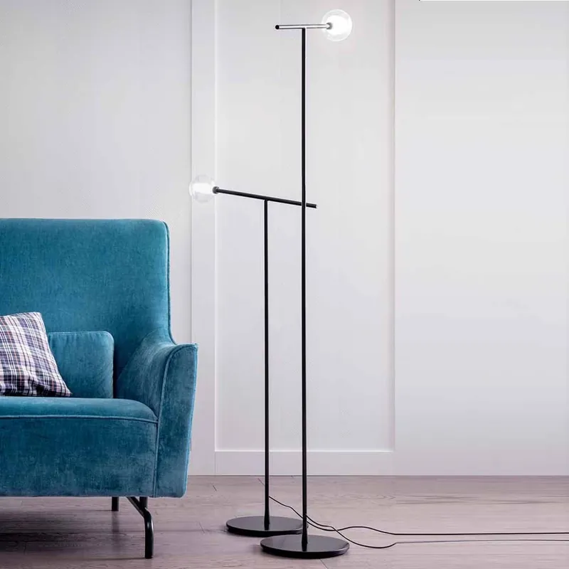 Lámpara de pie Brillo F de Capod'arte en dos tamaños y difusores en cristal transparente u opalino - Iluminacion