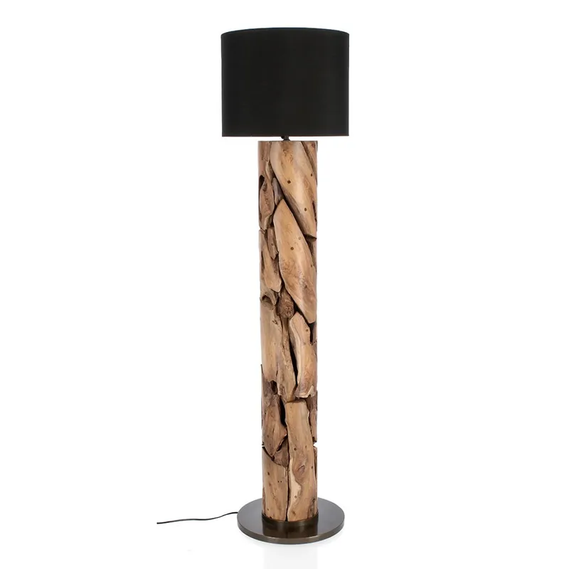 Lámpara de pie Bizzotto Arwood fabricada en madera de teca reciclada - Iluminacion