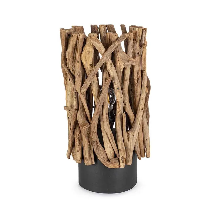 Lámpara de mesa Ace artesanal de Bizzotto en madera de teca - Iluminacion