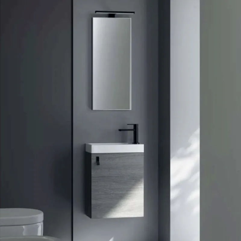 Baño Kios Composición de baño Dado 40 con 1 puerta de lavabo integrada, espejo y foco - zona de dormir