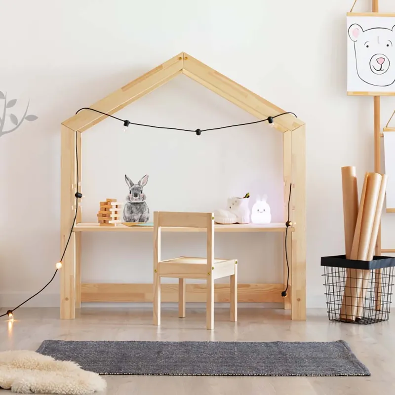 Escritorio de dormitorio en madera de pino adecuado para muebles modernos y ecológicos. - zona de dormir