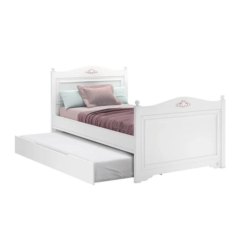 Cama rústica blanca para niñas Cilek con cama extraíble con o sin colchón - zona de dormir