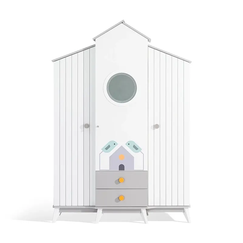 Armario de 3 puertas Línea Bird con tres cómodos cajones centrales - zona de dormir