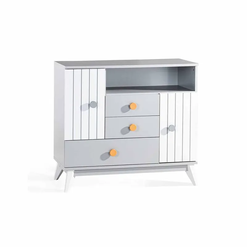 Cómoda de la línea Bird con 3 cajones y 2 puertas con compartimento de almacenamiento - zona de dormir