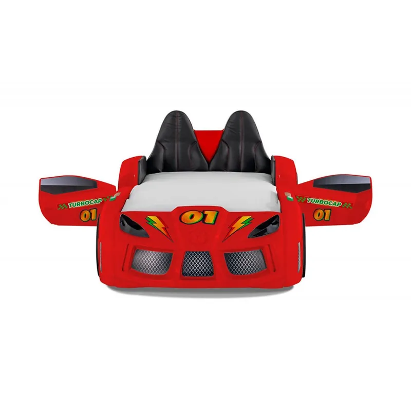 Cama con forma de coche Turbo Cup roja con puertas que se abren - zona de dormir