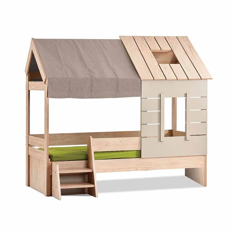 Cama en forma de casa con techo y ventana de la línea My House | Montessori - zona de dormir