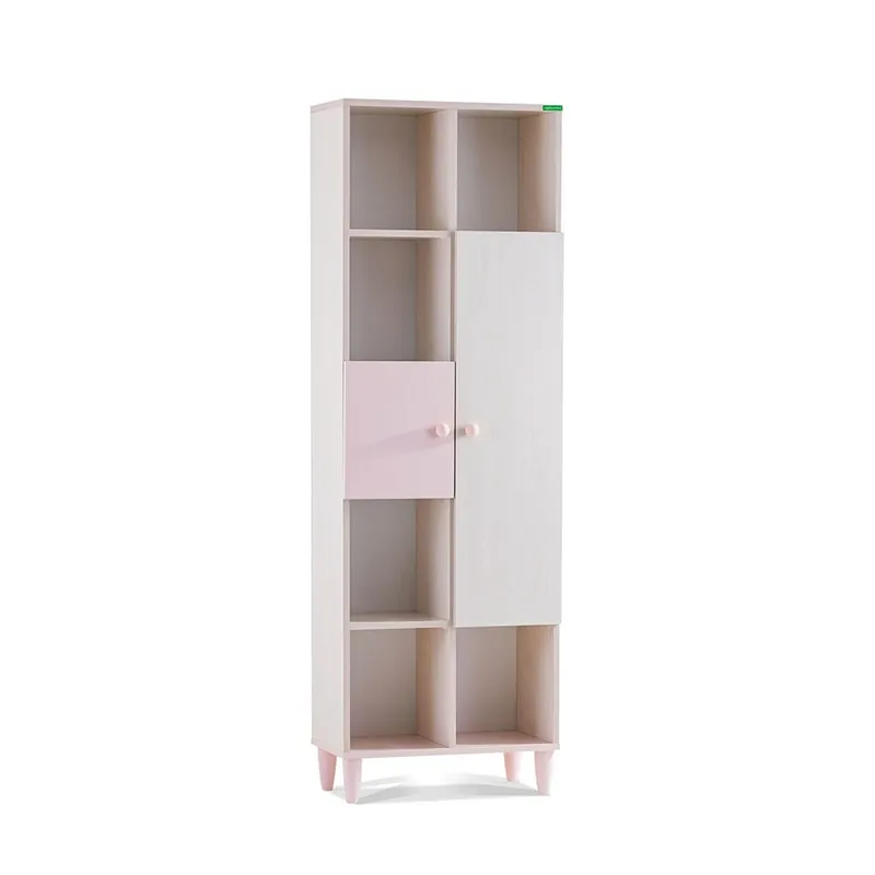Librería para dormitorio línea Pollina con amplios compartimentos para libros y dos puertas - zona de dormir