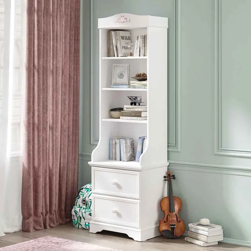 Estantería rústica blanca Cilek para el dormitorio de tu niña - zona de dormir