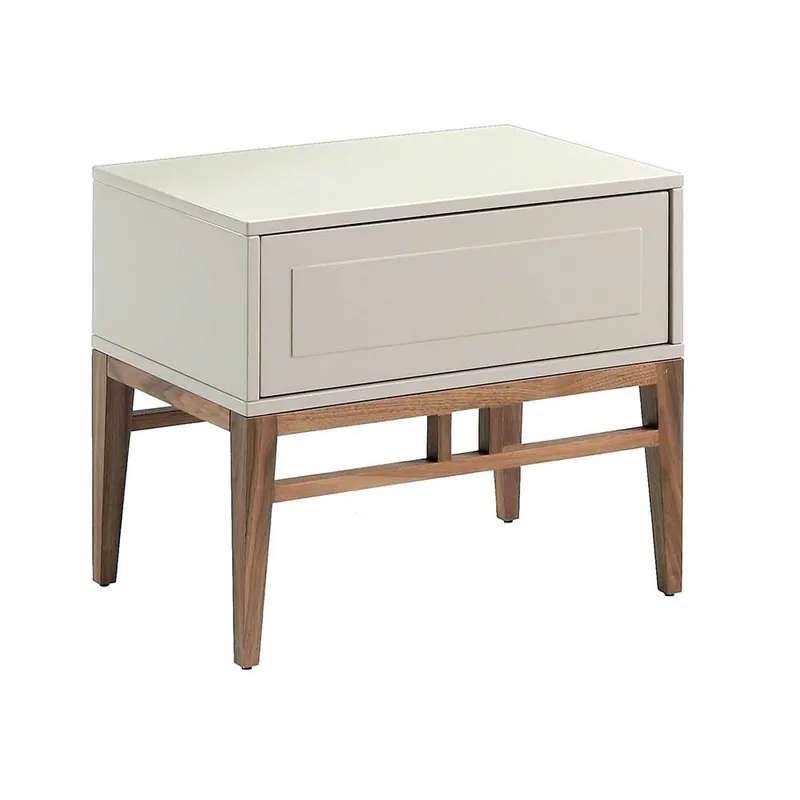 Mesilla de noche Angel Cerda 7035 en madera MDF beige y gran cajón - zona de dormir