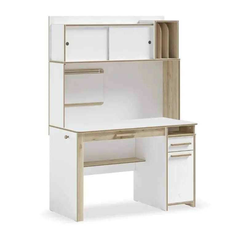 Escritorio Cilek Modera en acabado blanco y madera natural - zona de dormir
