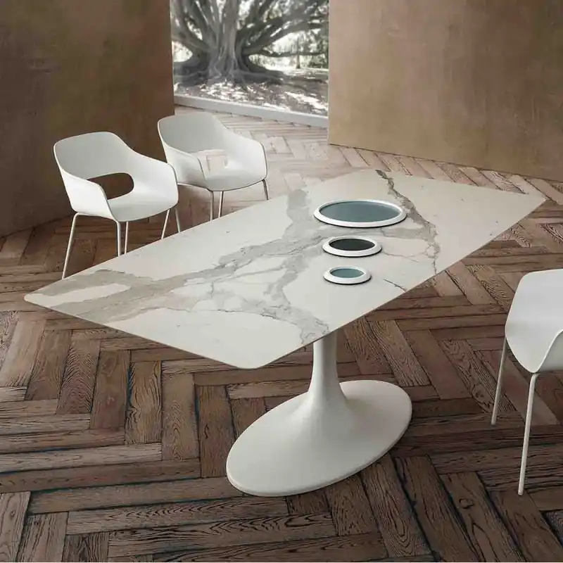 Mesa La Primavera Ruud con tapa de barril en Laminam - Sala de estar