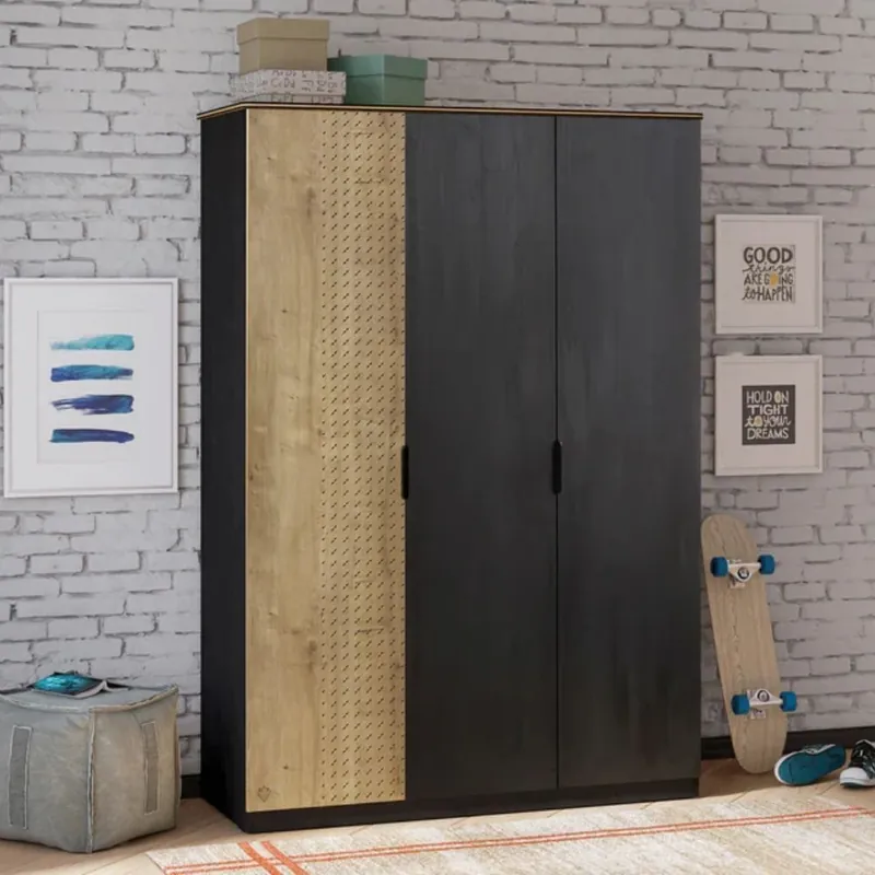 Armario Cilek Black de 3 puertas moderno y atrevido - zona de dormir