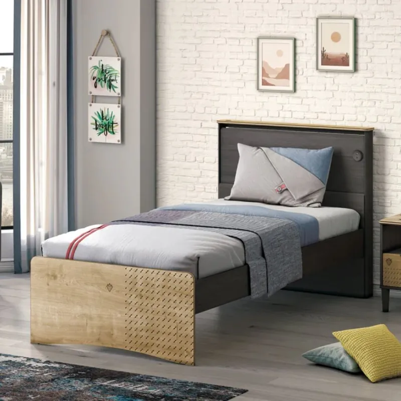 Cama Cilek negra con cabecero - zona de dormir