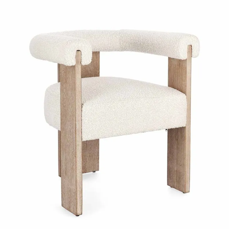 Silla Bizzotto C-BR adecuada para salones y comedores revestida con efecto bouclè