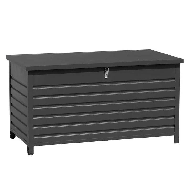 Baúl de exterior para cojines y objetos, en aluminio y ruedas, en dos acabados - Mueble de jardin