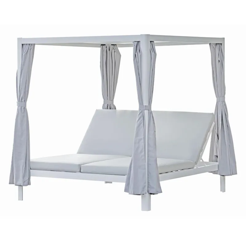 Tumbona de aluminio Oasi con dosel, respaldos reclinables y parasoles - Mueble de jardin