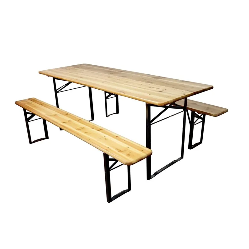 Juego de cerveza que incluye una mesa de 200x70 y dos bancos de 200x25 - Mueble de jardin