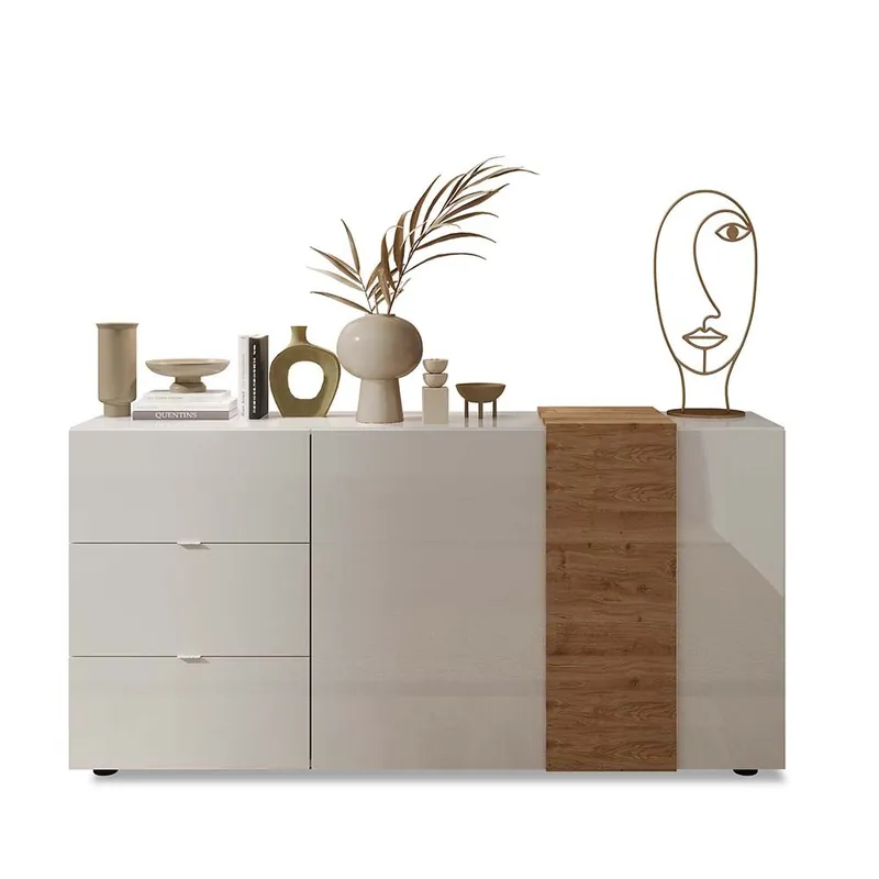 Aparador con cajonera y dos puertas, con detalle de madera, en tres acabados. - Sala de estar