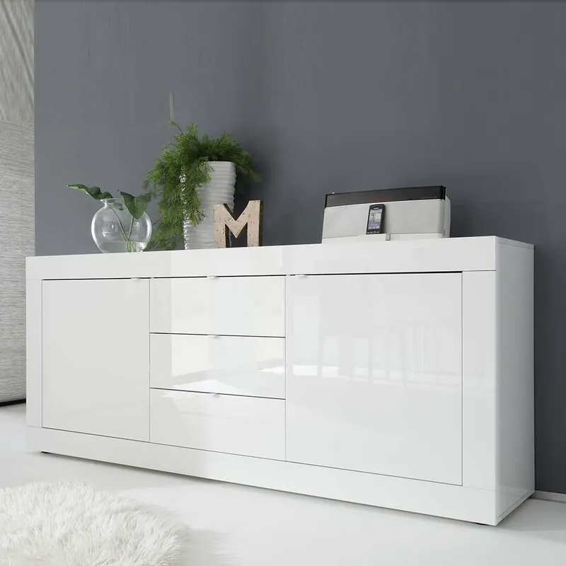 Aparador contenedor de madera con 2 puertas y cómoda central - Sala de estar