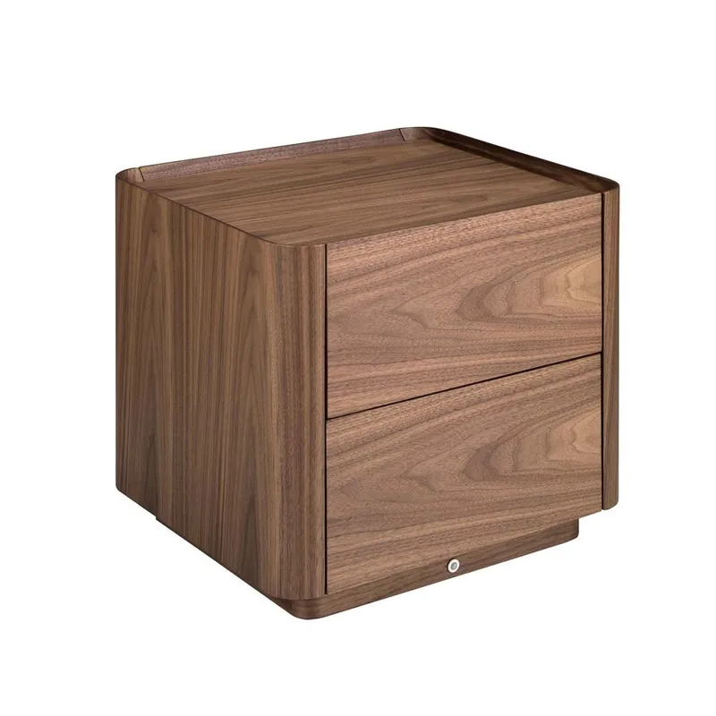 Mesita de noche Angel Cerdà 7165 estructura de madera efecto nogal con luz LED con sensor y dos amplios cajones - zona de dormir