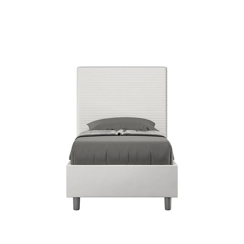 Cama individual Focus de Itamoby con cabecero acolchado a rayas, con o sin espacio de almacenaje - zona de dormir