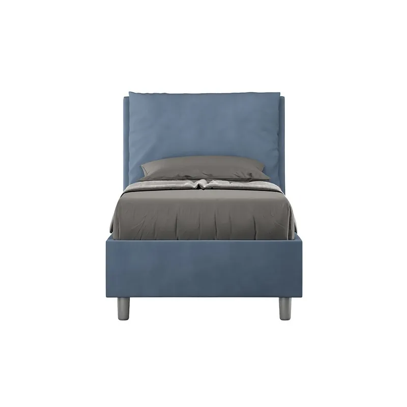 Cama individual Antea de Itamoby con cabecero acolchado y cojín revestido de microfibra, con o sin espacio de almacenaje - zona de dormir