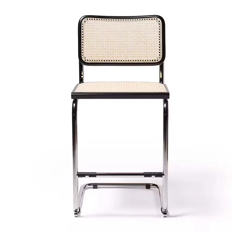 Taburete Cesca en paja vienesa y acero cromado | Kasa-Store
