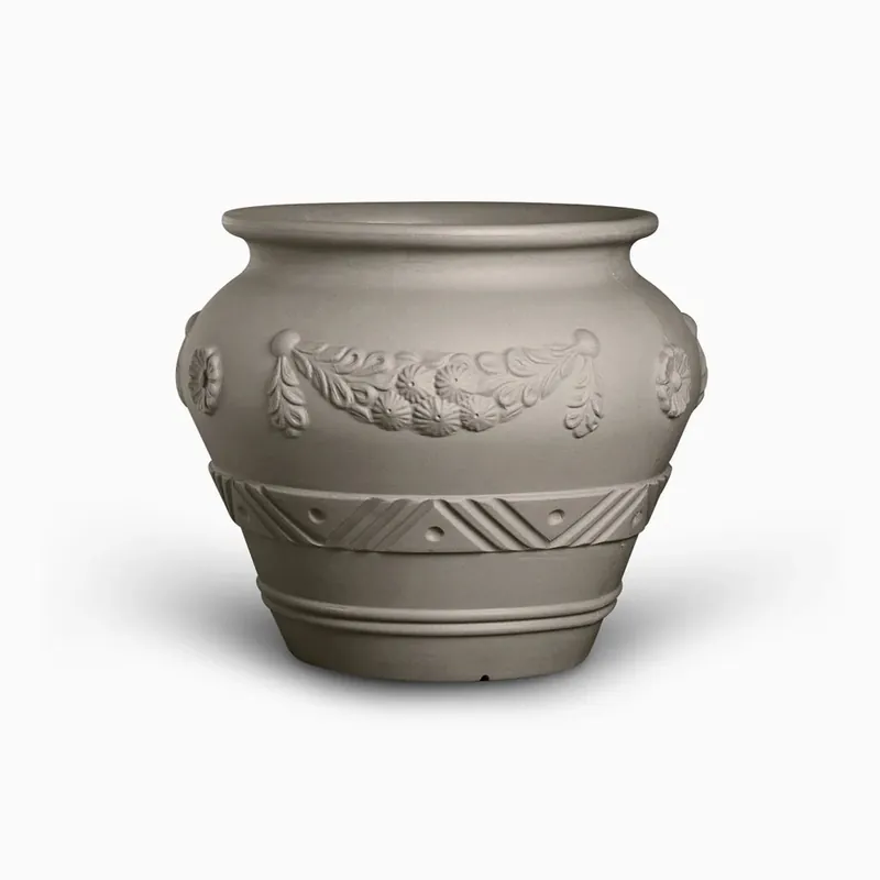 Jardinera Serralunga Orcio decorada con motivo festoneado para uso interior y exterior en polietileno reciclable - Mueble de jardin
