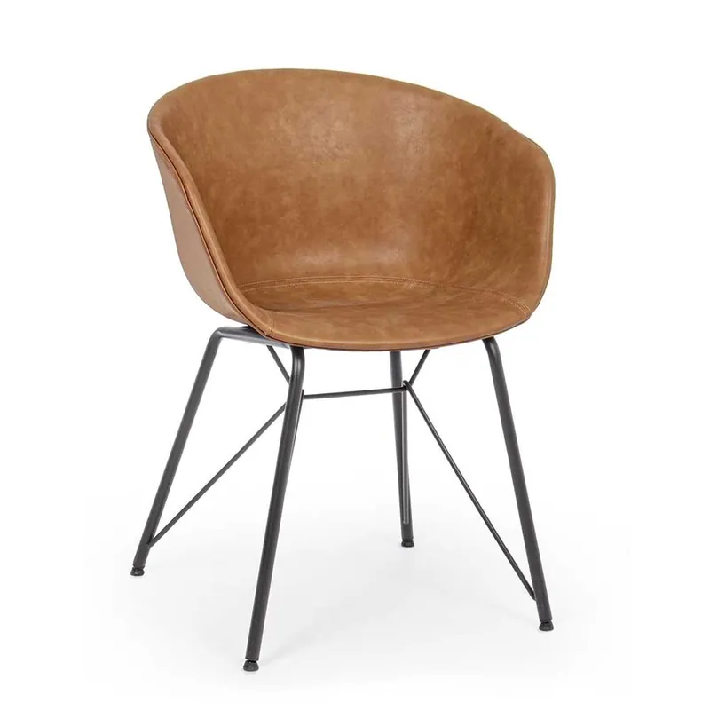 Silla Bizzotto Warhol con estructura de acero, asiento de polipropileno revestido de ecopiel efecto vintage - Sala de estar